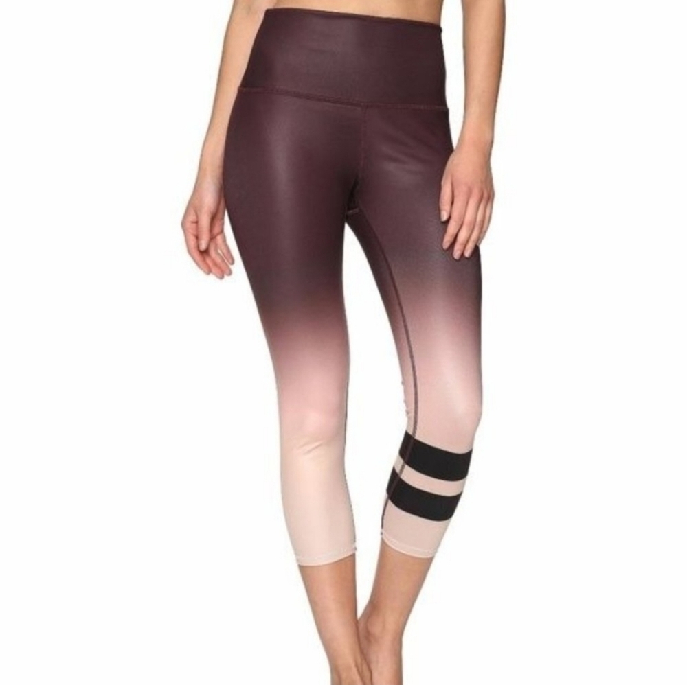 Alo Yoga Airbrush Capri Legging - Brown Ombre Fade with Stripe